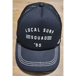 ROXY Local Surf Squad ‘90 Trucker Hat Snapback Cap Black With Foam & Mesh Back